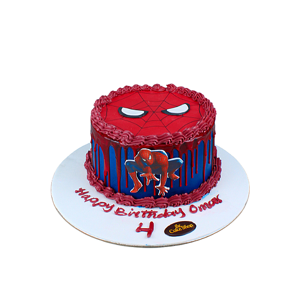 A Spider-Man-themed cake. 1