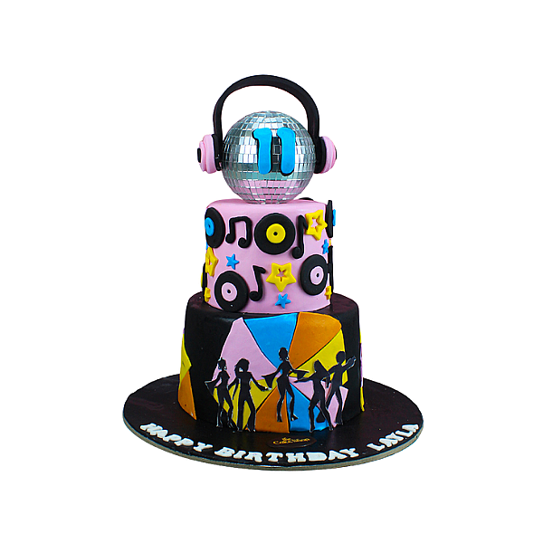 A disco-themed cake